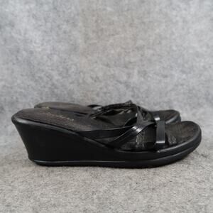 Skechers Shoes Womens 9 Sandals Wedge Slip On Fashion Comfort Casual Black Y2k